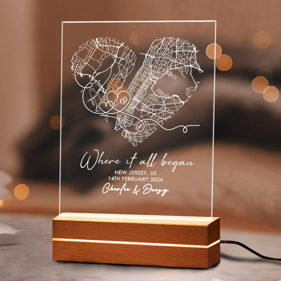 Personalised Gifts for Husband on Valentine’s Day | Customized Map Plaque Led Night Light
