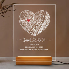 Custom Valentines Gifts for Boyfriend | Custom Map Acrylic Plaque Led Night Light