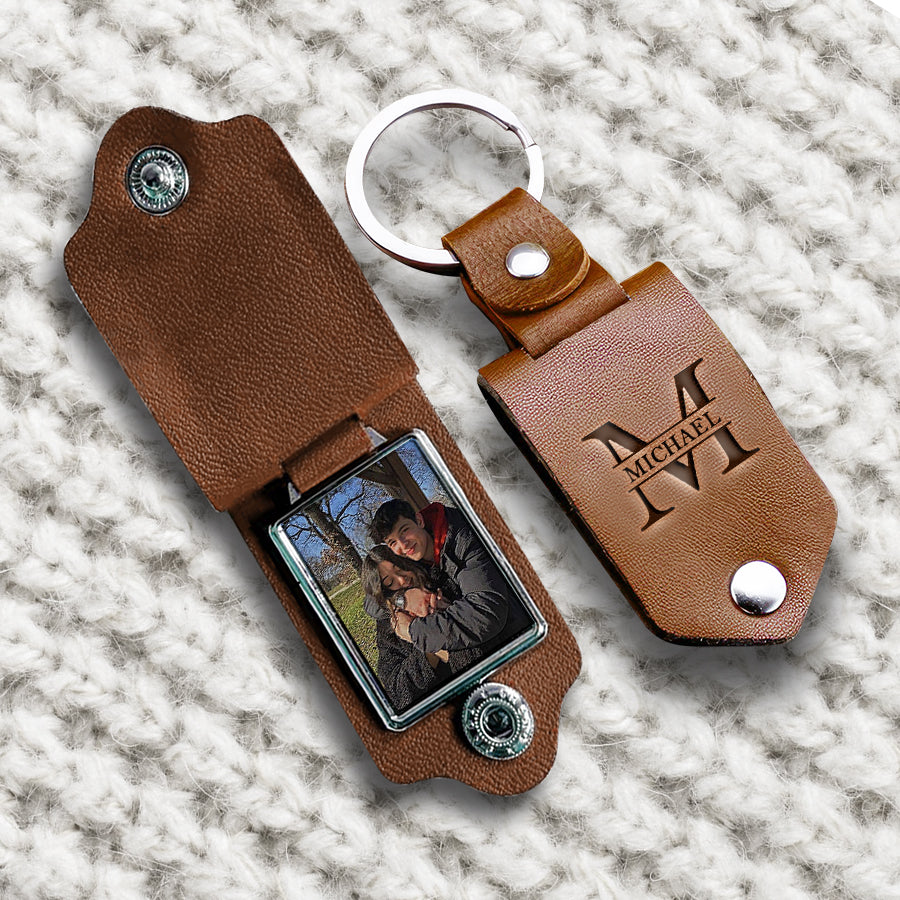 Custom Valentines Gifts for Boyfriend | Custom Leather Keychain