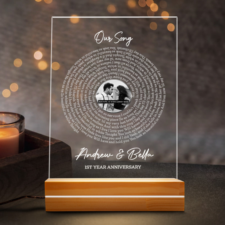 Custom Valentines Gifts for Him | Custom Song Lyrics Plaque Led Night Light