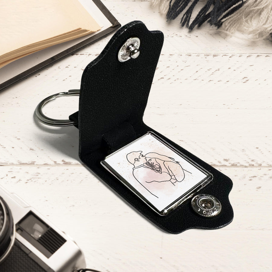 Custom Valentines Gifts for Him | Custom Keychain Leather