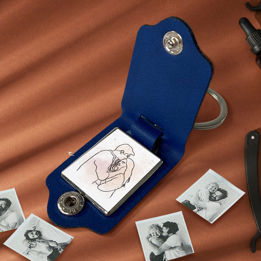 Custom Valentines Gifts for Him | Custom Keychain Leather