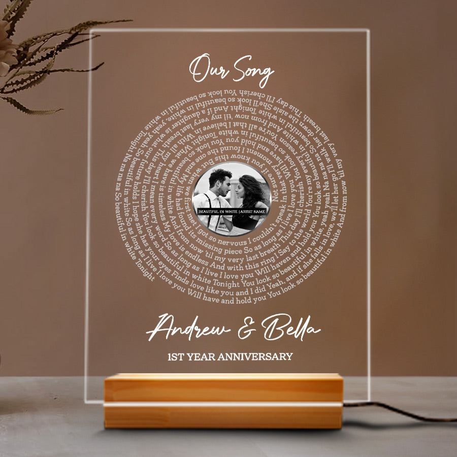 Custom Valentines Gifts for Him | Custom Song Lyrics Plaque Led Night Light