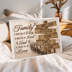 Custom Valentines Gifts for Him | Family a Little Bit of Crazy Sign Canvas Prints