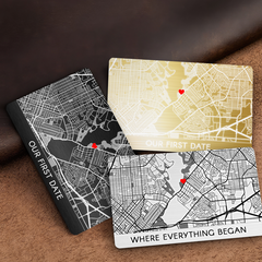 Custom Valentines Gifts for Him | Custom Map Wallet Card