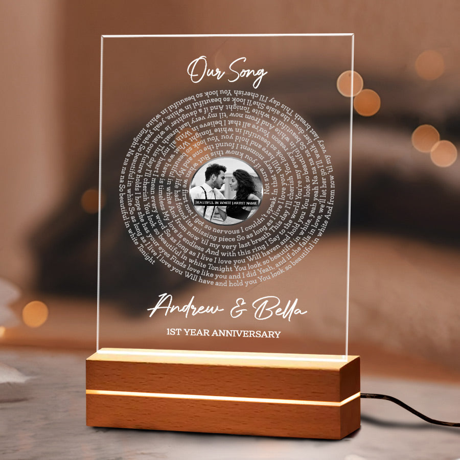 Custom Valentines Gifts for Him | Custom Song Lyrics Plaque Led Night Light