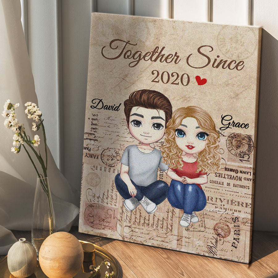 Custom Valentines Gifts | Personalized Valentines Gifts for Husband | Canvas Painting Couple