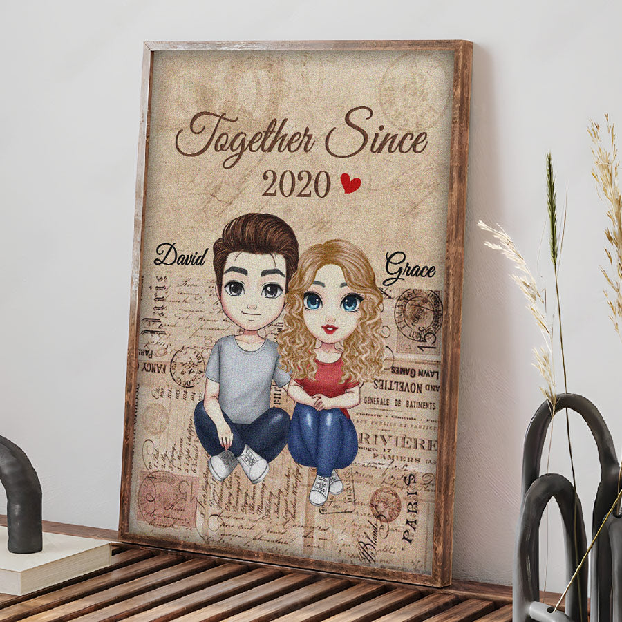 Custom Valentines Gifts | Personalized Valentines Gifts for Husband | Canvas Painting Couple