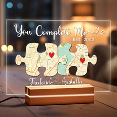 Customized First Valentine’s Day Gift for Boyfriend | Custom Map Acrylic Plaque Night Light