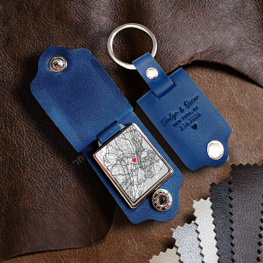 Customized First Valentine’s Day Gift for Boyfriend | Leather Keychain