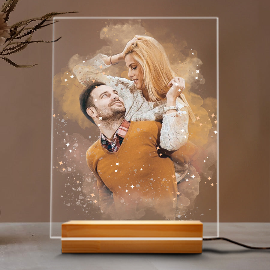 Customized Valentine Gift | Custom Photo Acrylic Plaque Led Night Light