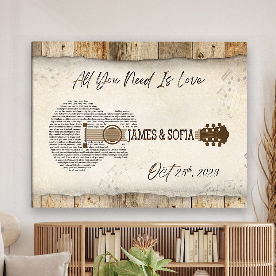 Personalized Valentine Gift | Custom Song Lyrics on Canvas