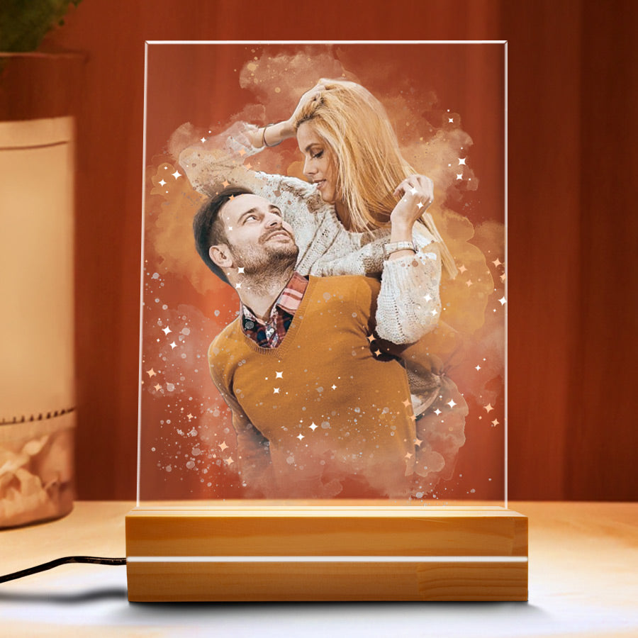 Customized Valentine Gift | Custom Photo Acrylic Plaque Led Night Light