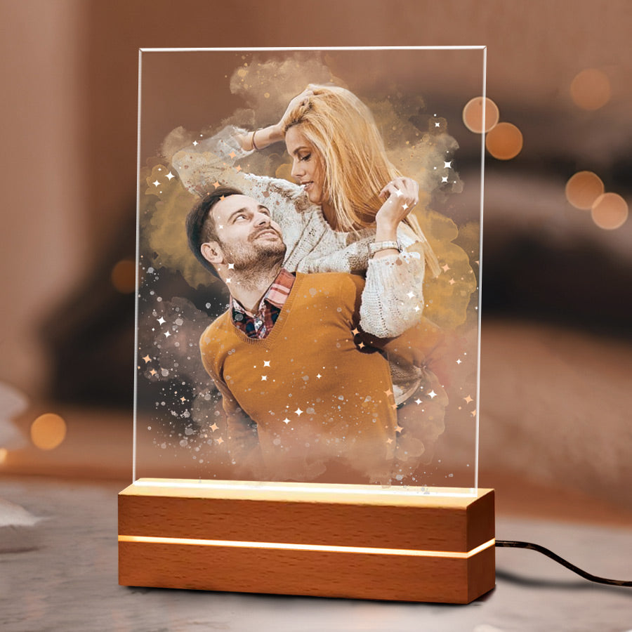 Customized Valentine Gift | Custom Photo Acrylic Plaque Led Night Light