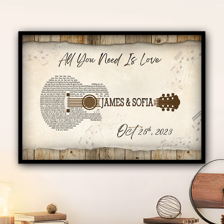 Personalized Valentine Gift | Custom Song Lyrics on Canvas