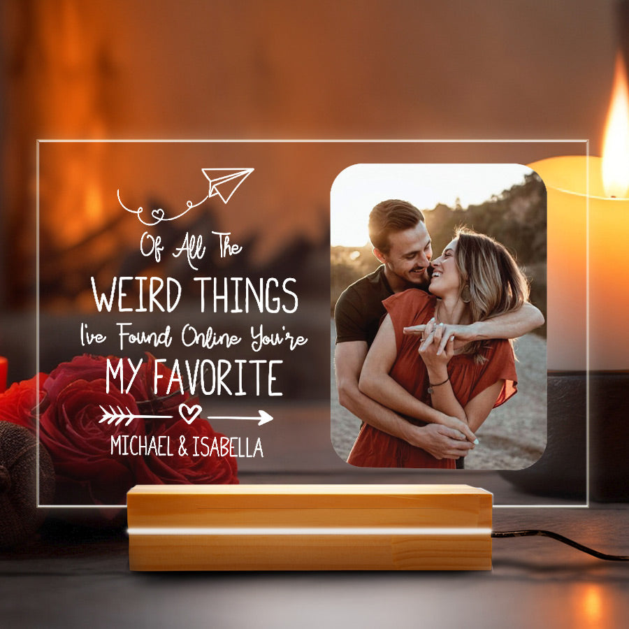 Customized Valentine Gift | Customized Photo Acrylic Plaque Led Night Light