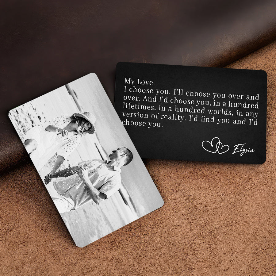 Customized Valentine Gifts | Personalised Valentines Gifts for Him | Personalized Metal Card for Wallet