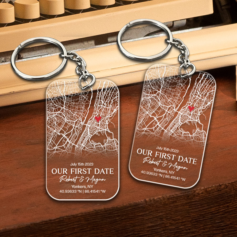 Customized Valentine Gifts | Custom Map Acrylic Keychain
