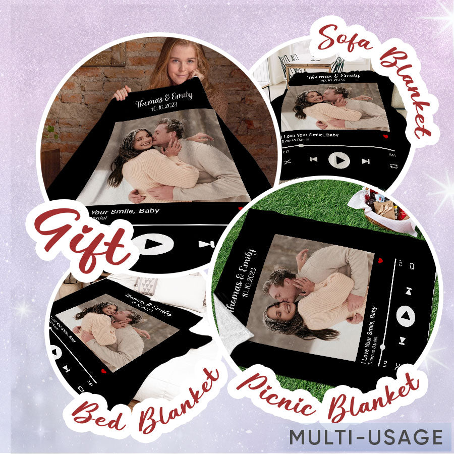 Customized Valentines Gifts for Him | Custom Blanket with Pictures