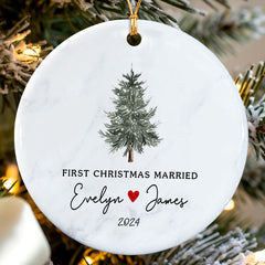 First Christmas Married Ornament | Mr Mrs Personalized Wedding Ornament