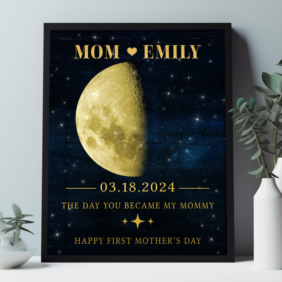 First Mothers Day Gift | Custom Moon Phase Canvas Wall Art