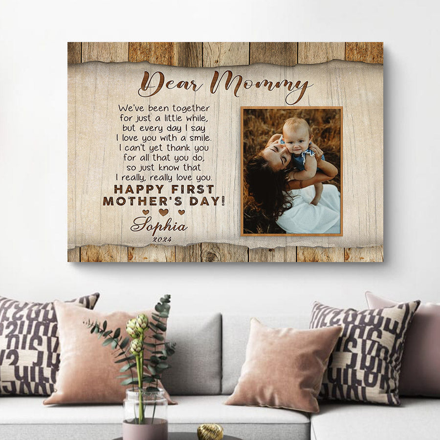 First Mothers Day Gift | Dear Mommy New Mom Canvas