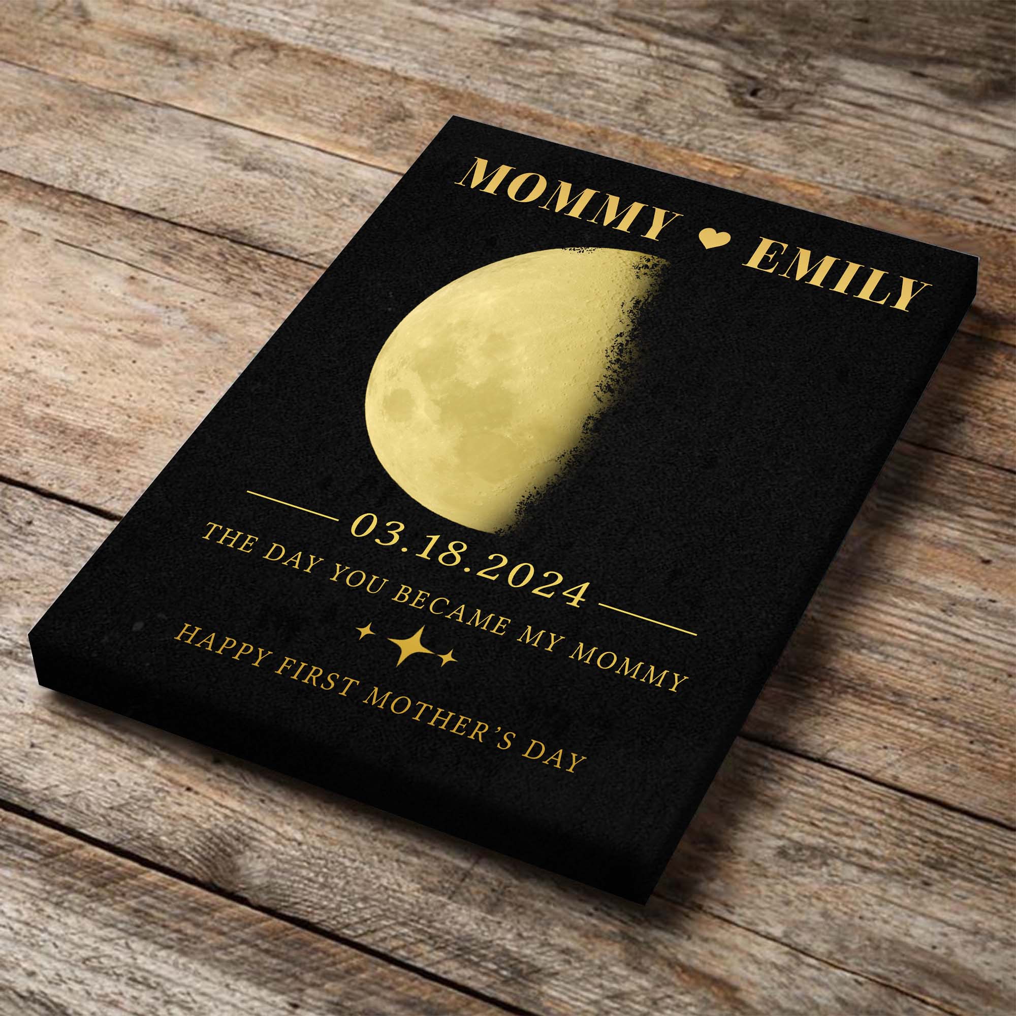 First Mothers Day Gift | Custom Moon Phase By Date Mothers Day Canvas