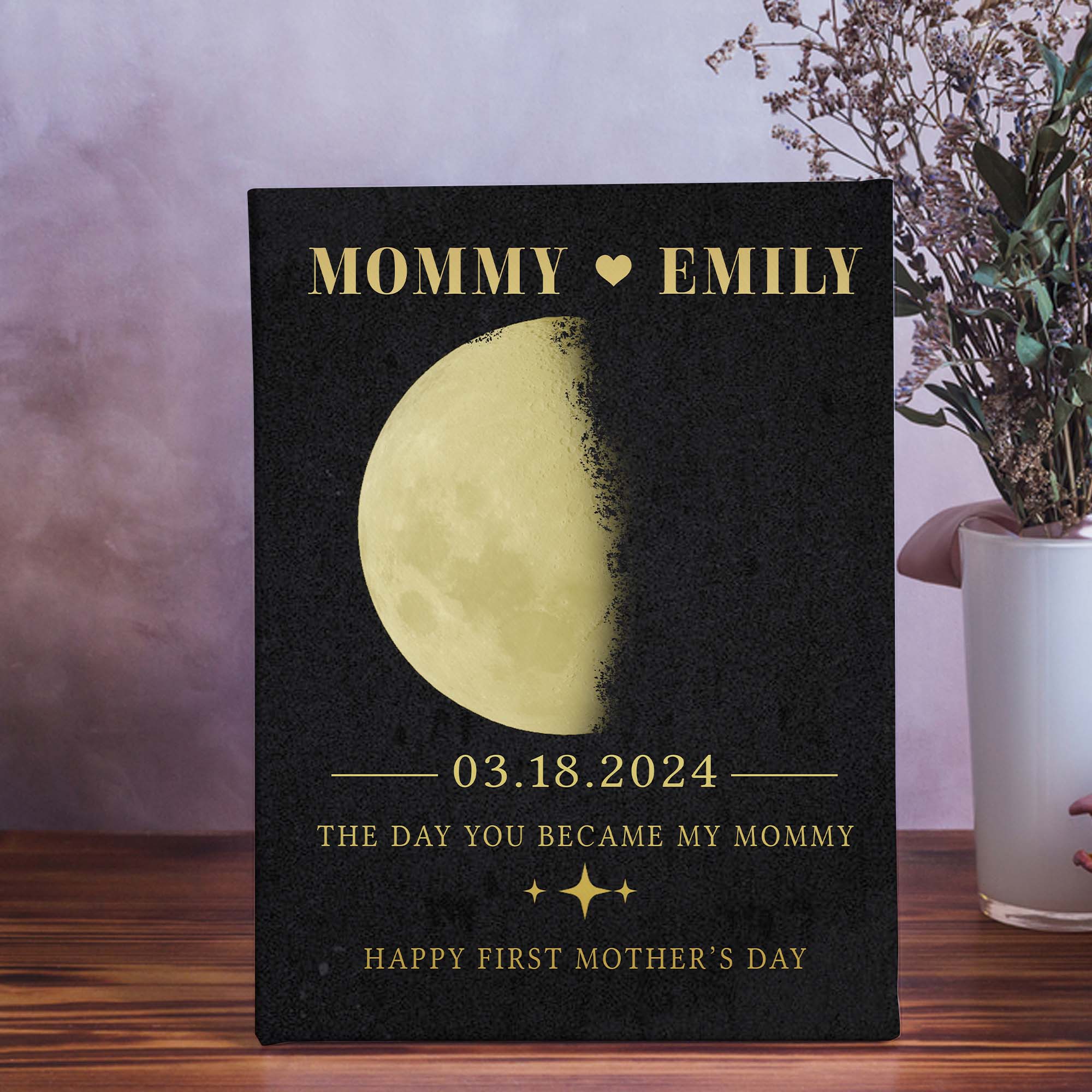 First Mothers Day Gift | Custom Moon Phase By Date Mothers Day Canvas