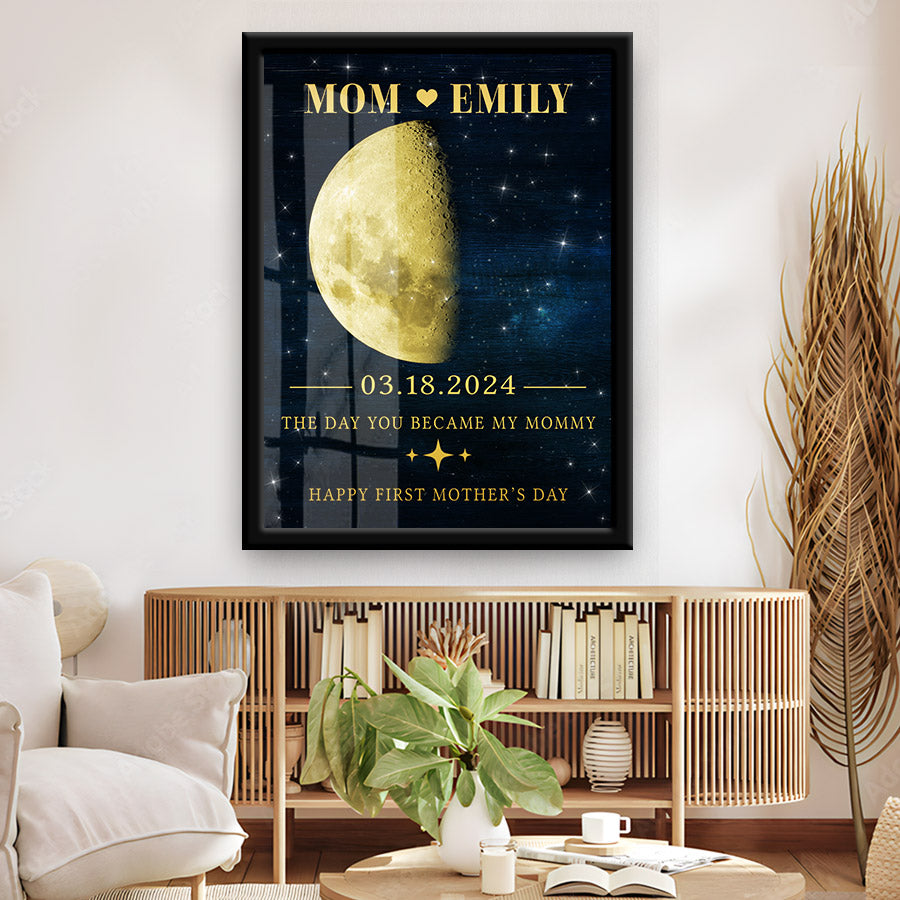 First Mothers Day Gift | Custom Moon Phase Canvas Wall Art