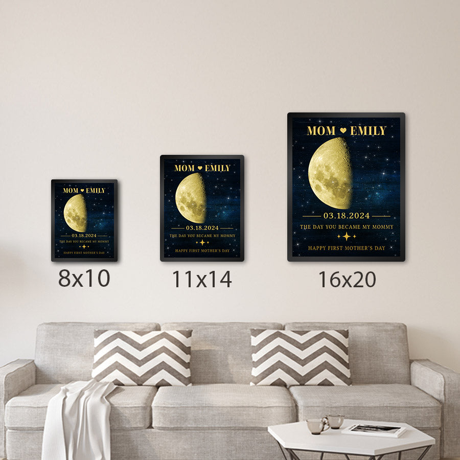 First Mothers Day Gift | Custom Moon Phase Canvas Wall Art