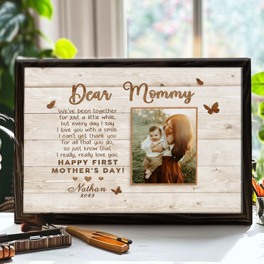 First Time Mothers Day Gift | Dear Mommy Custom Photo Canvas Mothers Day Gift
