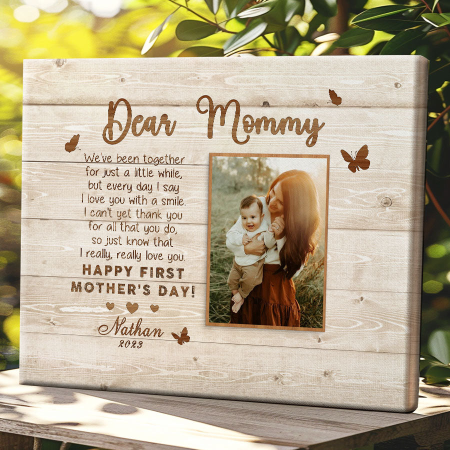 First Time Mothers Day Gift | Dear Mommy Custom Photo Canvas Mothers Day Gift