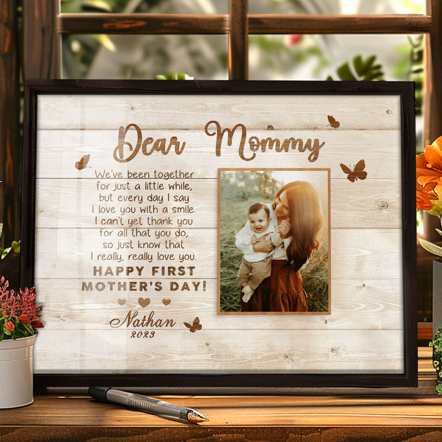 First Time Mothers Day Gift | Dear Mommy Custom Photo Canvas Mothers Day Gift