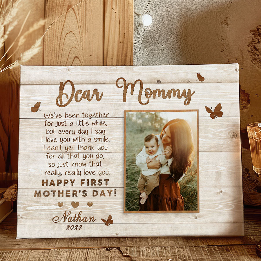 First Time Mothers Day Gift | Dear Mommy Custom Photo Canvas Mothers Day Gift