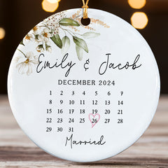 Custom Married Ornament | Wedding Calendar Ornament
