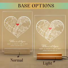 Men’s Personalized Valentines Gifts | Custom Map Acrylic Plaque Led Night Light