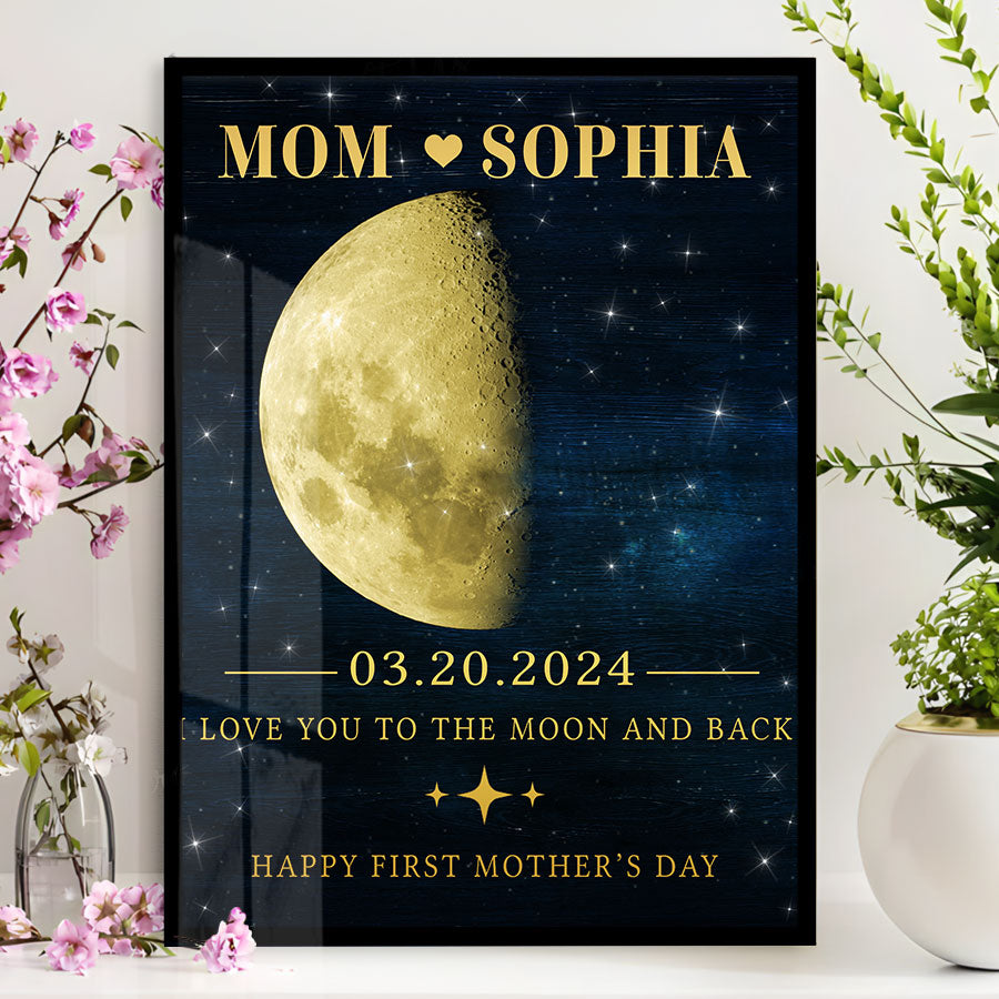 Mother's Day Gifts For First Time Moms | Moon Phase Wall Art Canvas Prints For Mother's Day