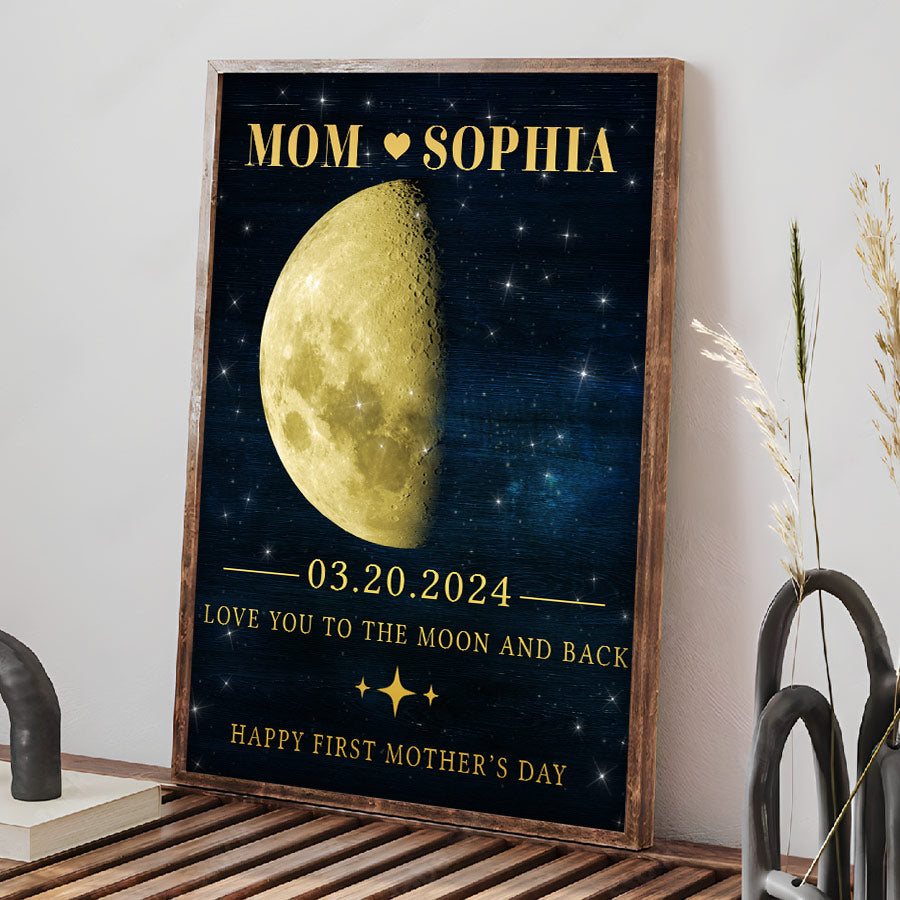 Mother's Day Gifts For First Time Moms | Moon Phase Wall Art Canvas Prints For Mother's Day