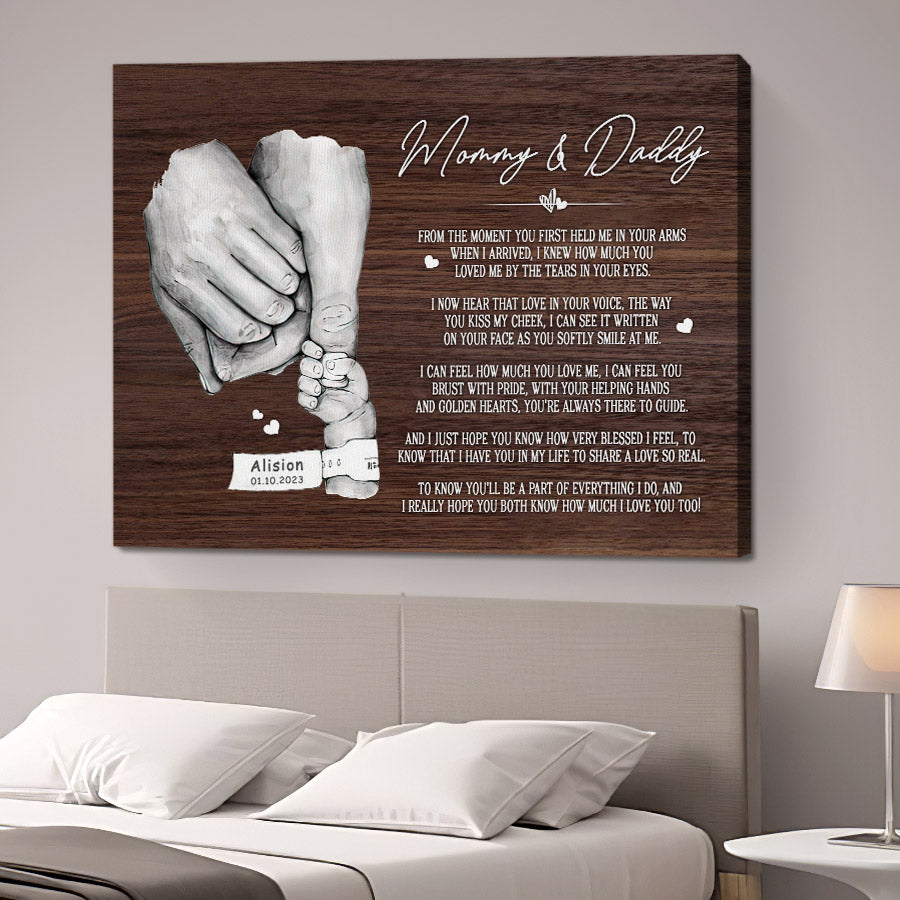 Mother’s Day Gifts For New Moms | Personalized Hand Art Fist Bump Canvas Print