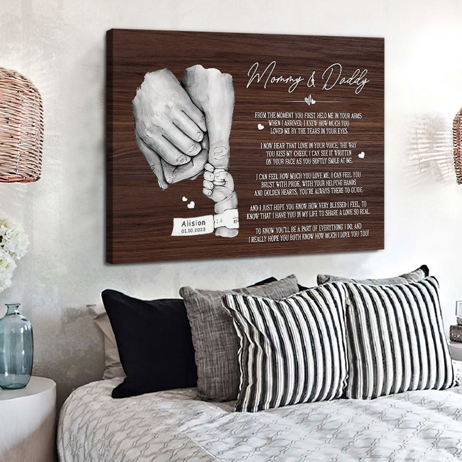 Mother’s Day Gifts For New Moms | Personalized Hand Art Fist Bump Canvas Print