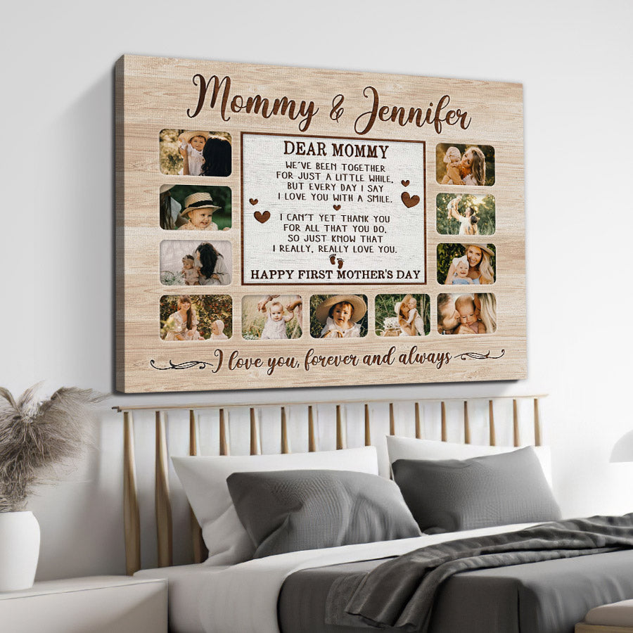Mothers Day Gift For New Mom | Custom Photo Collage Canvas For 1st Mother’s Day