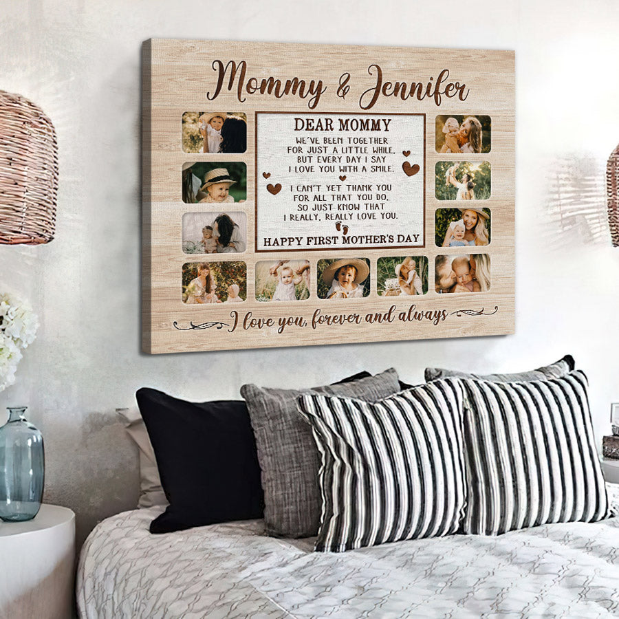 Mothers Day Gift For New Mom | Custom Photo Collage Canvas For 1st Mother’s Day