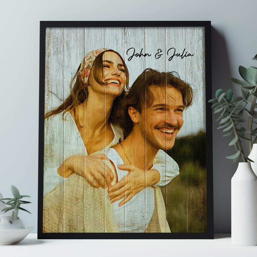 Personalised First Valentine Gift for Boyfriend Long Distance | Custom Photo Canvas Prints