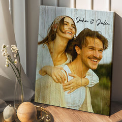 Personalised First Valentine Gift for Boyfriend Long Distance | Custom Photo Canvas Prints