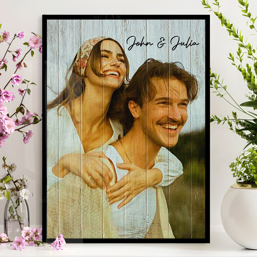 Personalised First Valentine Gift for Boyfriend Long Distance | Custom Photo Canvas Prints