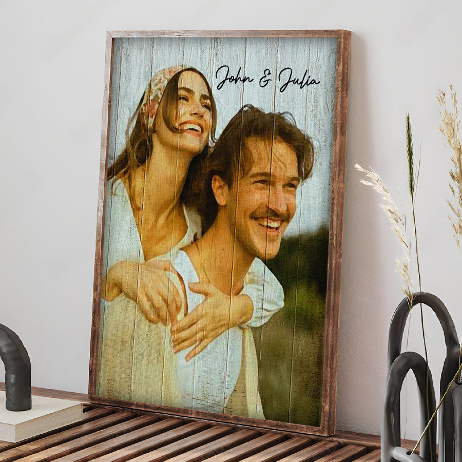 Personalised First Valentine Gift for Boyfriend Long Distance | Custom Photo Canvas Prints