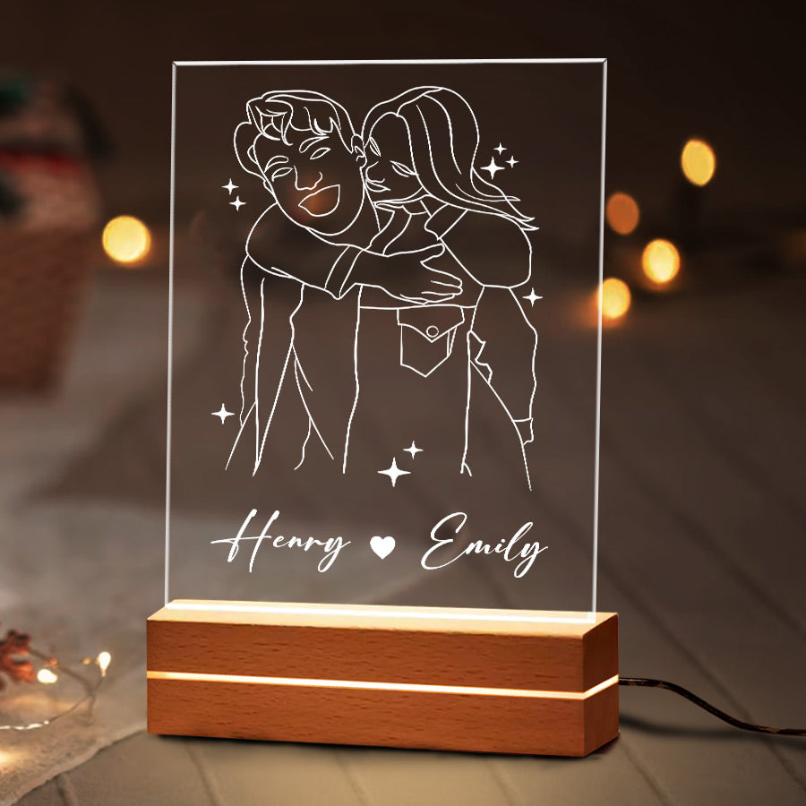 Personalised First Valentines Gift for Him | Custom Photo Night Light