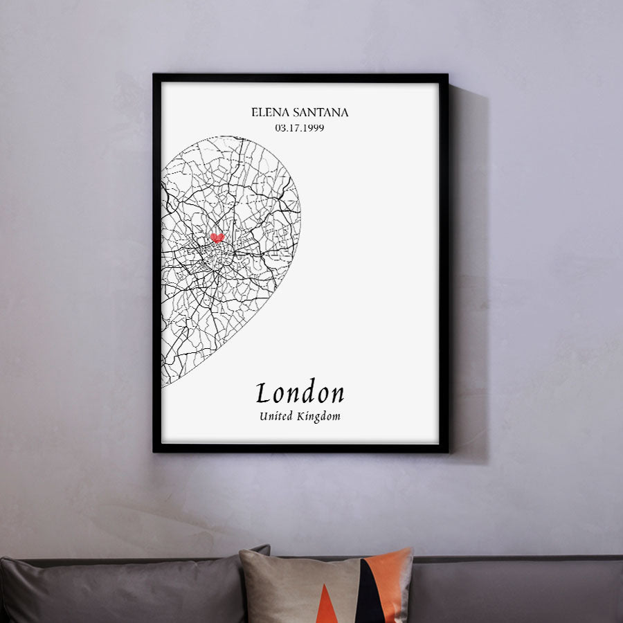 Personalised Valentine Gifts for Husband | Map Valentine