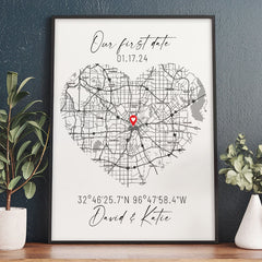 Personalised Valentines Gift For Boyfriend | Custom Map Prints