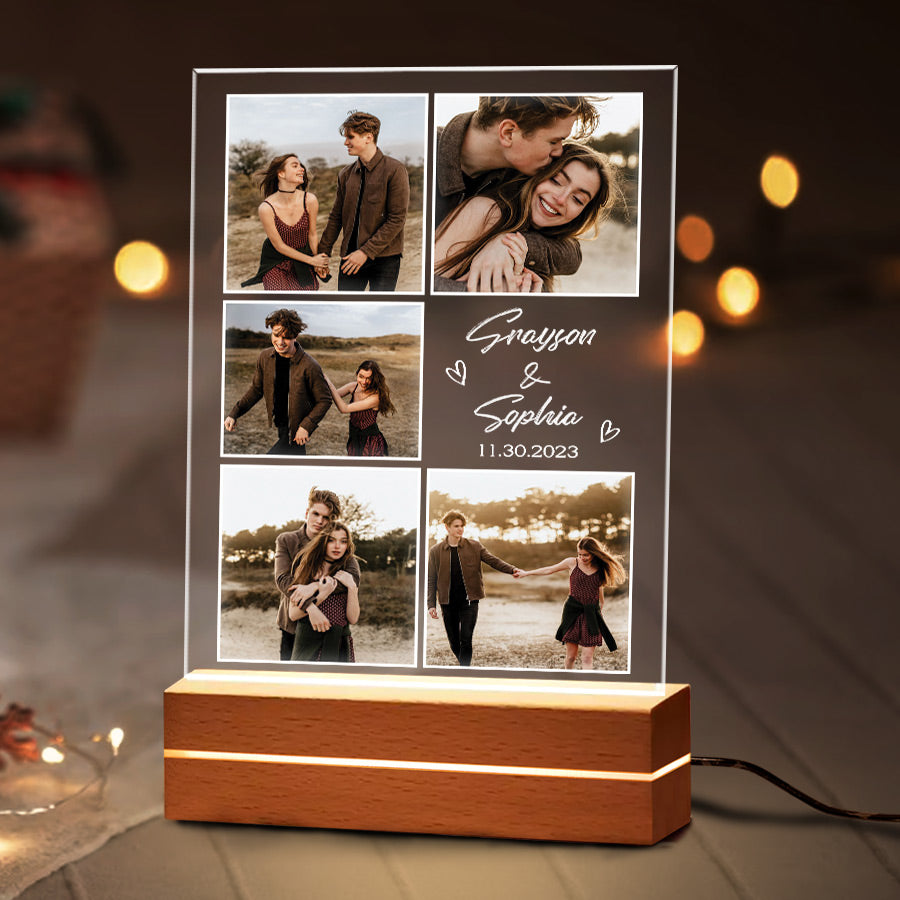 Personalised Valentines Gift for Boyfriend | Custom Plaques with Photo Led Night Light